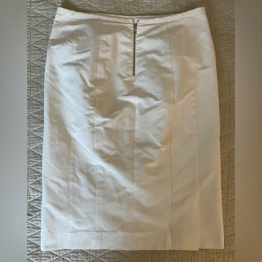 Narciso Rodriguez Made in Italy Cotton & Silk Pencil Skirt in Ivory Size 6 - Picture 5 of 6